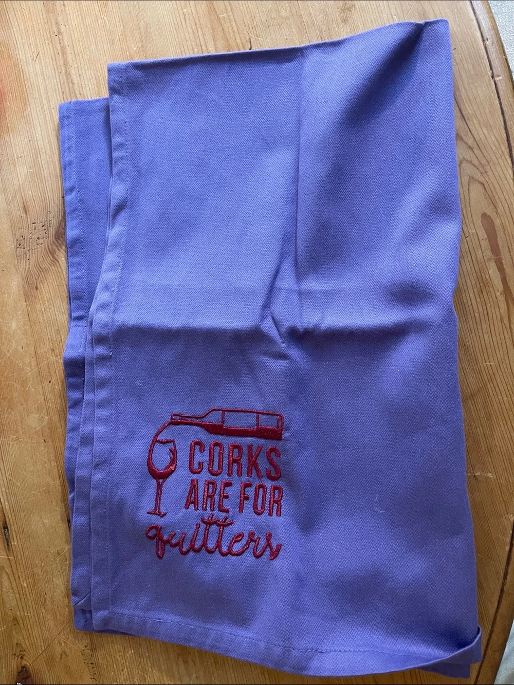 Hand Crafted Purple Towel with Red Wine Embroidery